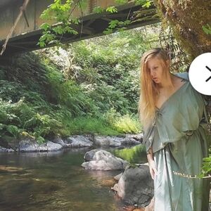 AtelierFinwald Sage Green Long Flora Chiffon Goddess Bridesmaid Dress